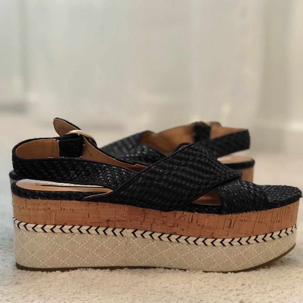 Zara Trafaluc black woven sandals
